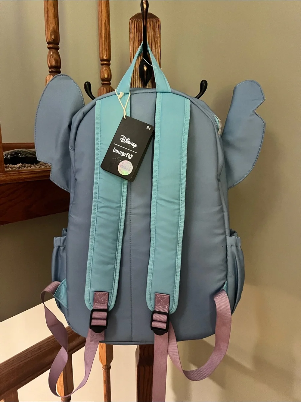 Loungefly Blue Stitch Heart Kids Backpack with Pink Heart Accent